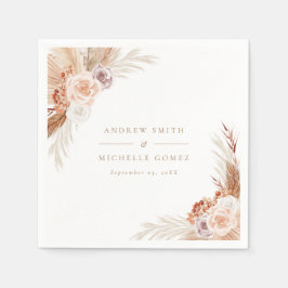 Guardanapo De Papel Casamento de Rosa Muted Pampas Terracotta Boho