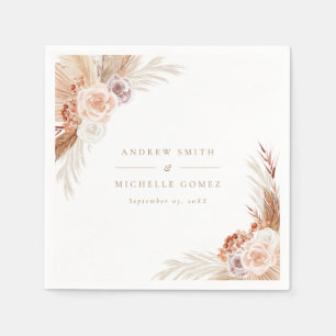 Guardanapo De Papel Casamento de Rosa Muted Pampas Terracotta Boho