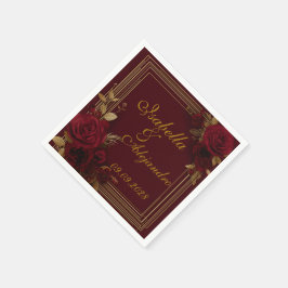 Guardanapo De Papel Casamento de Rosas Burgundy Românticas