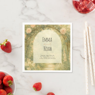 Guardanapo De Papel Casamento de Rosas Cor-de-Rosa no Jardim Inglês Re