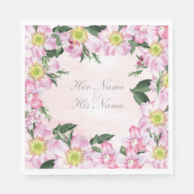 Guardanapo De Papel Casamento de Rosas de Cachorro de Verão (Frente)