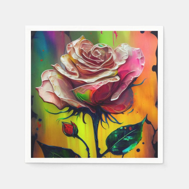 Guardanapo De Papel Casamento de Rosas Rosa abstrato Modernas (Frente)