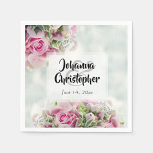 Guardanapo De Papel Casamento de Rosas Rosa Florais e Peonias, Primave