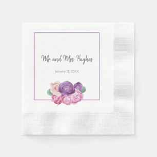 Guardanapo De Papel Casamento de Rosas Ultra Violeta e Rosa