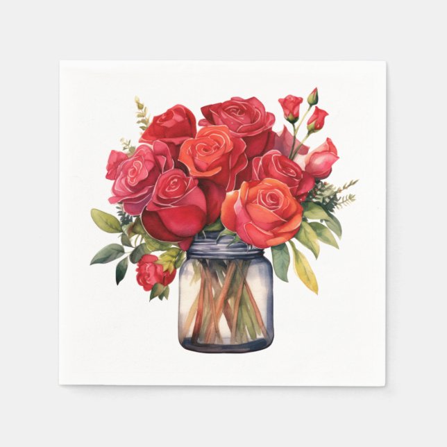 Guardanapo De Papel Casamento de Rosas Vermelhas (Frente)