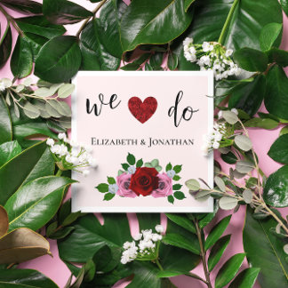 Guardanapo De Papel Casamento de Rosas Vermelhas e Rosa