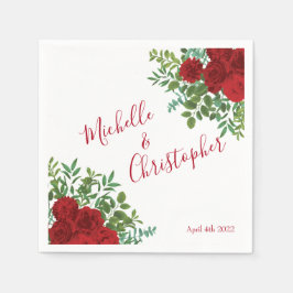 Guardanapo De Papel Casamento de Rosas vermelhas Elegante