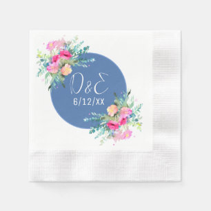 Guardanapo De Papel Casamento de Rosebud Cor-de-Rosa Azul Personalizad