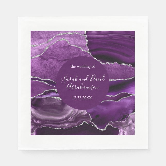 Guardanapo De Papel Casamento de Roxo Formal e Agitação de Leve (Frente)