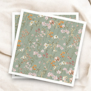 Guardanapo De Papel Casamento De Sage Green Wildflower Em Bloom Garden