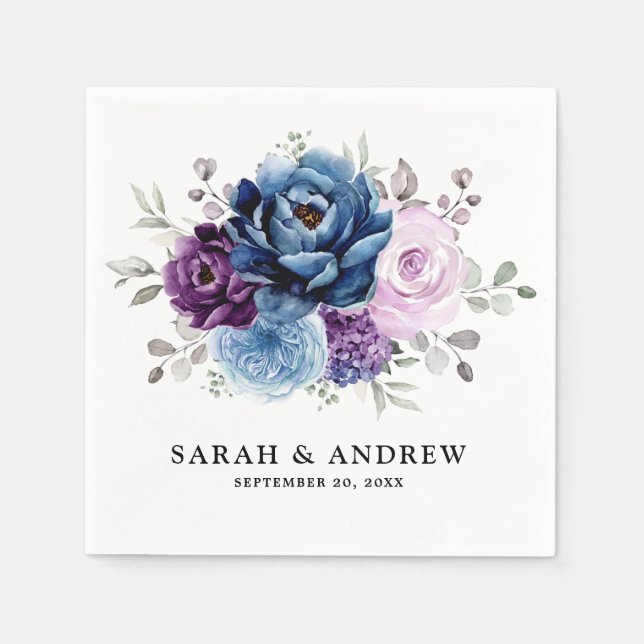Guardanapo De Papel Casamento de Sangue Lilac Marinho Roxo Dusty Blue (Frente)