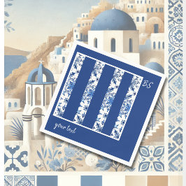 Guardanapo De Papel Casamento de Santorini Azul e Branco Mediterrâneo