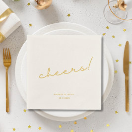 Guardanapo De Papel Casamento de Saúde Personalizada de Script Dourado