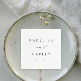 Guardanapo De Papel Casamento de Script Branco e Preto Moderno