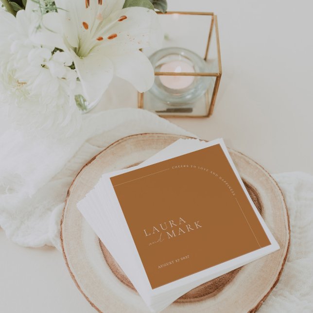 Guardanapo De Papel Casamento de Script Brunt Orange Cheers, Archado S (Criador carregado)