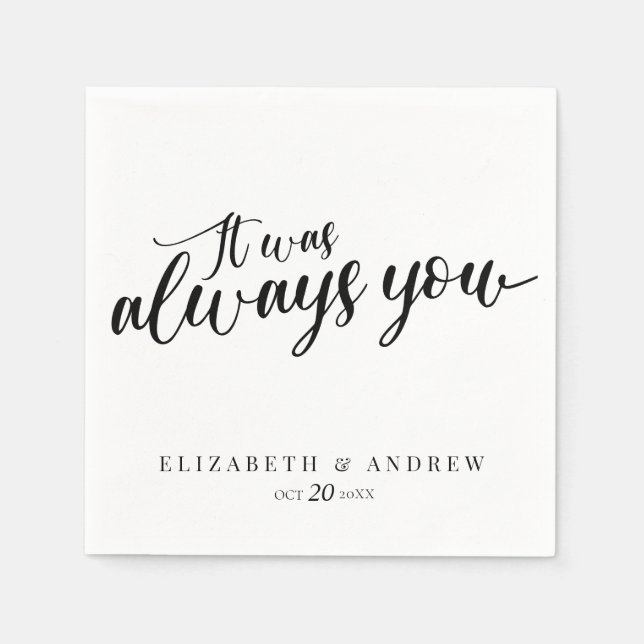 Guardanapo De Papel Casamento de Script Clássico Moderno (Frente)