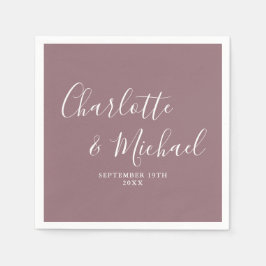 Guardanapo De Papel Casamento de Script de Assinatura Mauve Elegante