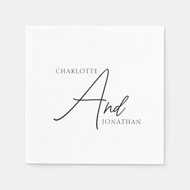 Guardanapo De Papel Casamento de Script de Caligrafia Elegante Chic Mi (Frente)