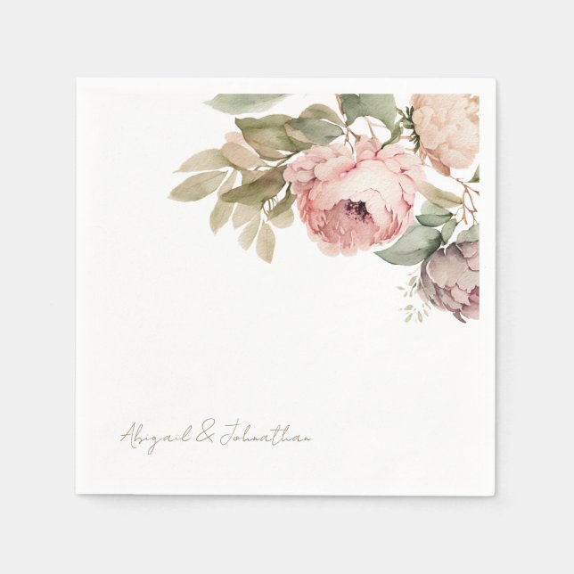 Guardanapo De Papel Casamento de Script Dourado Personalizado de Peôni (Frente)