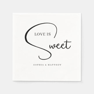 Guardanapo De Papel Casamento de Script Manuscrito Preto e Branco