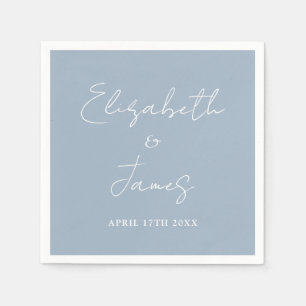 Guardanapo De Papel Casamento de Script Minimalista Moderno Dusty Blue