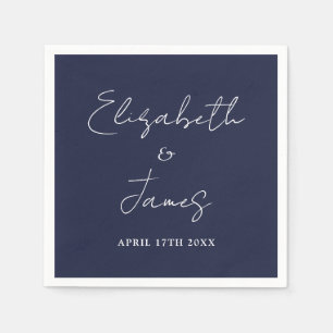 Guardanapo De Papel Casamento de Script Minimalista Moderno marinho Az