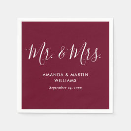 Guardanapo De Papel Casamento de Script Moderno Simples Burgundy