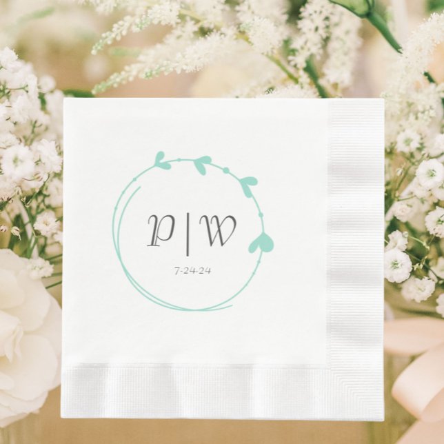 Guardanapo De Papel Casamento de Seafoam Simple Heart Wreath (In Situ Wedding)
