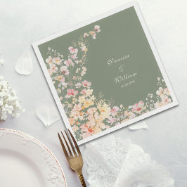 Guardanapo De Papel Casamento de Selvagens Verdes de Cadeias de Água E