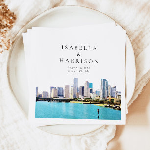 Guardanapo De Papel Casamento de Skyline Viagem de Destino de MIAMI na