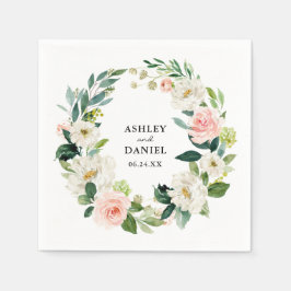 Guardanapo De Papel Casamento De Solo Floral Flor Com Blush De Cor-De-