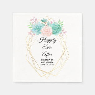 Guardanapo De Papel Casamento de Suculentes Modernos de Cor de Água R