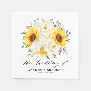 Guardanapo De Papel Casamento de Sunflower Ivory Peony Floral Eucalypt