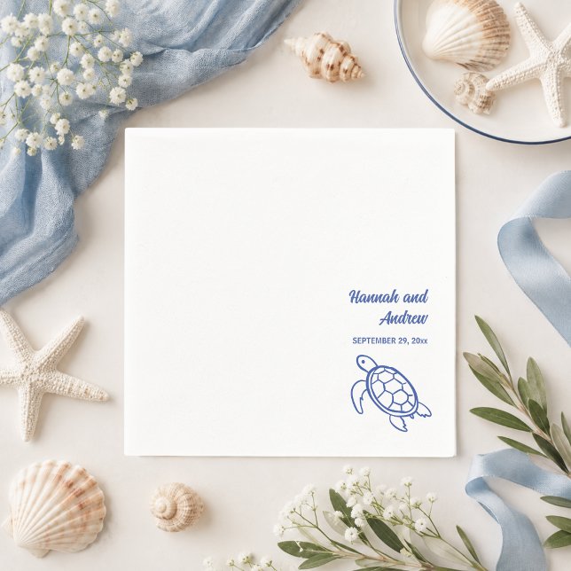 Guardanapo De Papel Casamento de Tartaruga Desenhada à Mão Chic (Criador carregado)