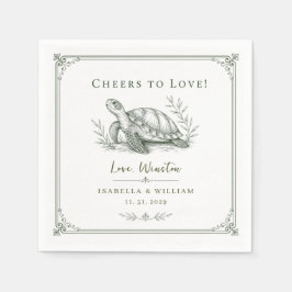 Guardanapo De Papel Casamento de Tartaruga Personalizado Presente de R