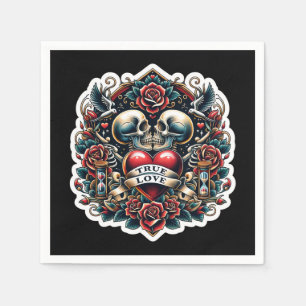 Guardanapo De Papel Casamento de Tatuagem Coração com Verdadeiro Amor