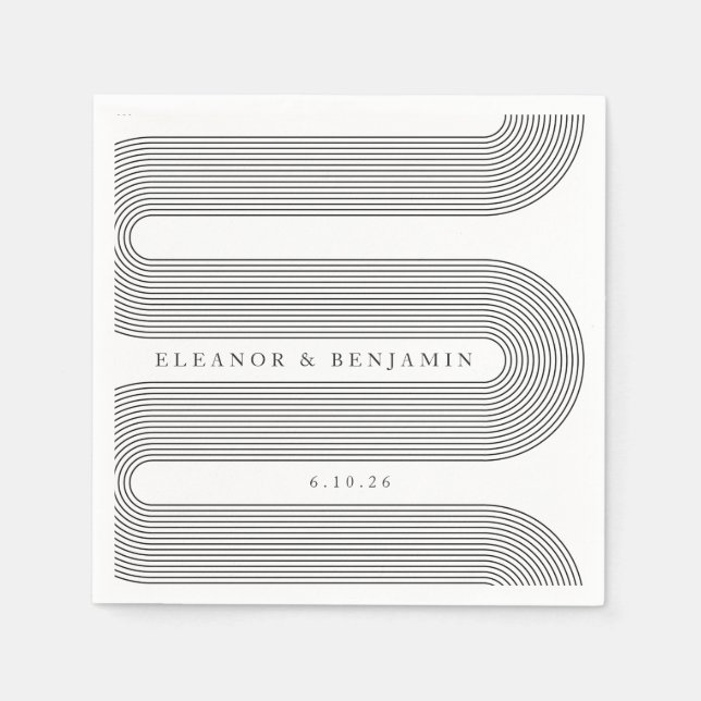 Guardanapo De Papel Casamento de tendências das linhas brancas legante (Frente)