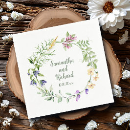 Guardanapo De Papel Casamento de terra de Sage Floral Minimalista