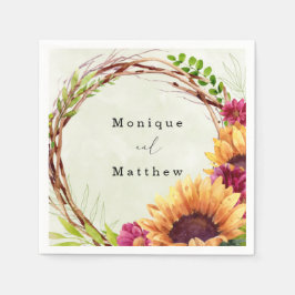 Guardanapo De Papel Casamento de terra plana, rosa, girassol