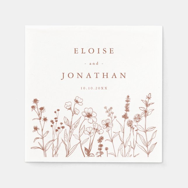 Guardanapo De Papel Casamento de Terracotta Wildflower Boho (Frente)