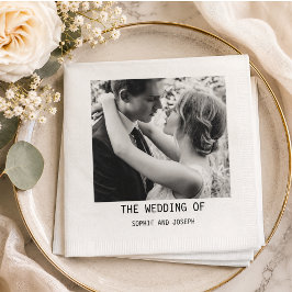 Guardanapo De Papel Casamento de Texto e Foto Simples e Elegante | Cód