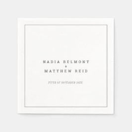 Guardanapo De Papel Casamento de texto vertical mínimo em branco de ci