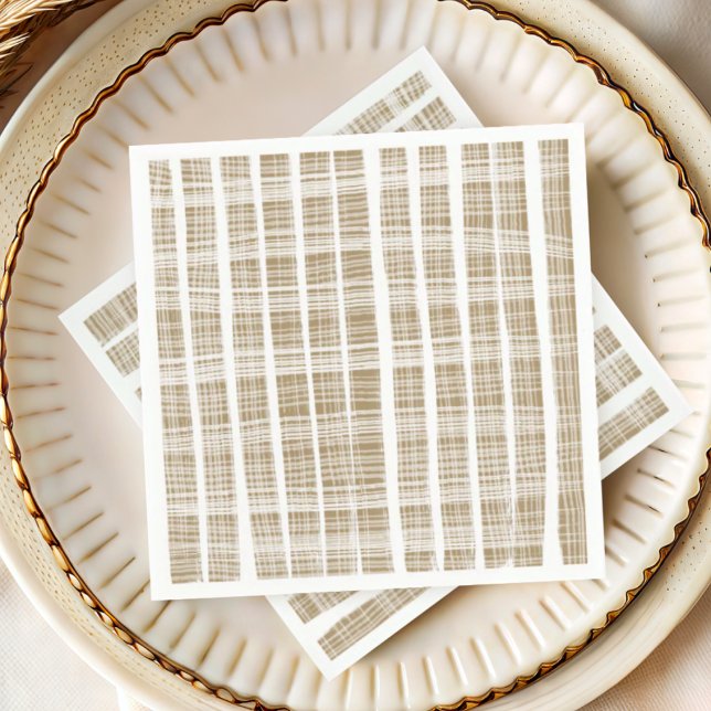 Guardanapo De Papel Casamento de Textura Dourada e White Stripe Modern (Criador carregado)