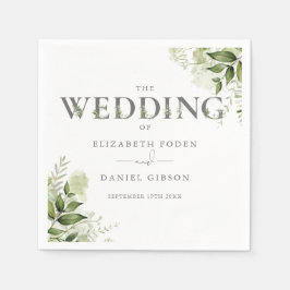 Guardanapo De Papel Casamento de Tipografia Floral Verde