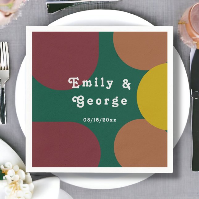 Guardanapo De Papel Casamento de Trendy Abstrato do Modern Groovy Retr (Criador carregado)