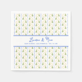 Guardanapo De Papel Casamento de Verão Azul Elegante de Limão Chic Cit