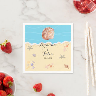 Guardanapo De Papel Casamento de Verão Minimalista Oceano Azul