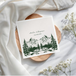 Guardanapo De Papel Casamento de Verão na Montanha Desenhado à Mão