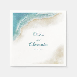 Guardanapo De Papel Casamento de Verão no Oceano na Praia com Aquarela