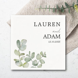 Guardanapo De Papel Casamento de Verde Simples Moderno de Eucalipto